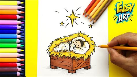 Cómo dibujar al NIÑO JESÚS de Navidad fácil   How to Draw Baby Jesus ...
