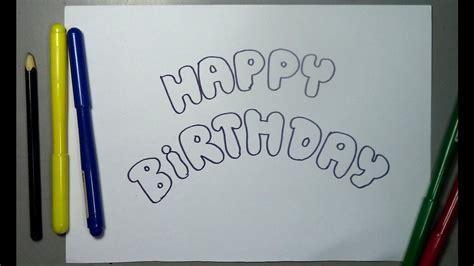 Cómo dibujar letras Happy Birthday feliz cumpleaños   YouTube