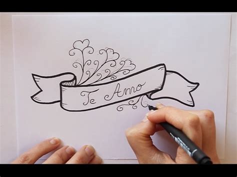 Cómo dibujar Letrero con TE AMO  3  Dibuja Conmigo Dibujos ...