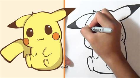 Cómo dibujar Pikachu Kawaii