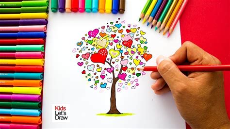 Cómo dibujar un Árbol de Corazones  San Valentín  super ...