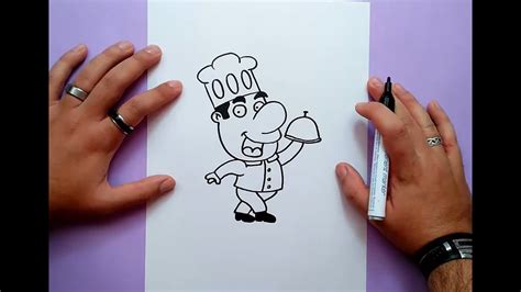 Como dibujar un cocinero paso a paso | How to draw a cook ...