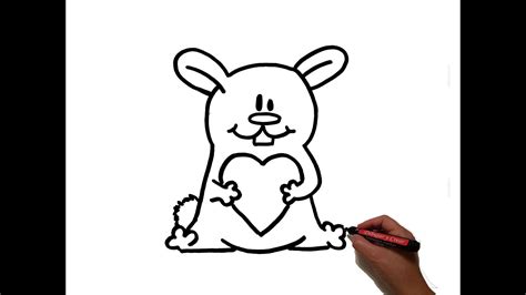 Como Dibujar un Conejito con Corazon de San Valentin / How ...