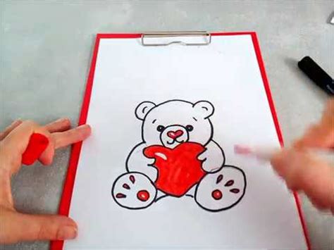 Cómo dibujar un Osito Peluche con un corazón. Un dibujo ...