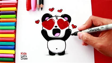 Cómo dibujar un PANDA ENAMORADO  Emoji Ojos de Corazones ...