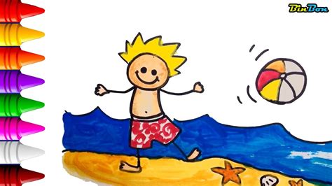 Cómo dibujar un Playa para niños | Verano Dibujos para ...