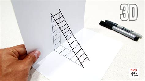 Cómo Dibujar una Escalera en 3D | Dibujos de Ilusión Óptica Escalera 3D ...