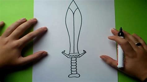Como dibujar una espada paso a paso 5 | How to draw a ...