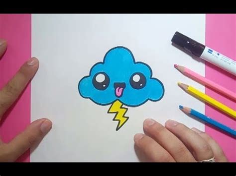 Como dibujar una nube kawaii paso a paso | How to draw a ...
