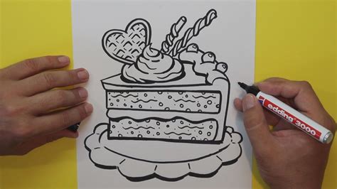 Cómo dibujar una porción de tarta 1   How to draw a piece ...
