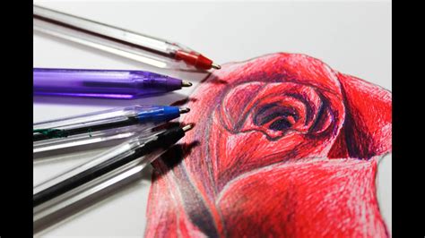Cómo dibujar una rosa/Dibujar con plumas de color   YouTube