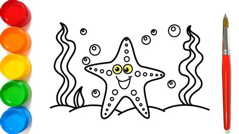 Como Dibujar y Colorear a Estrella de mar | Dibujos Para ...