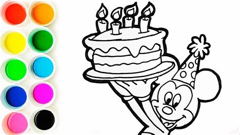 Como Dibujar y Colorear a Mickey Mouse con una Torta de ...