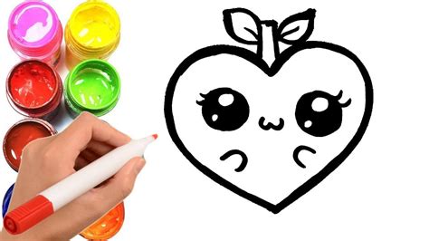 Como dibujar y Colorear Corazón Kawaii| Dibujos para ...