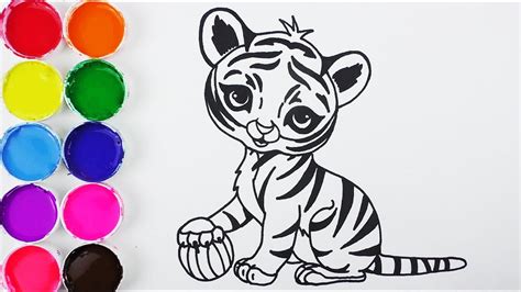 Cómo Dibujar y Colorear un Tigre de Arco Iris   Dibujos ...