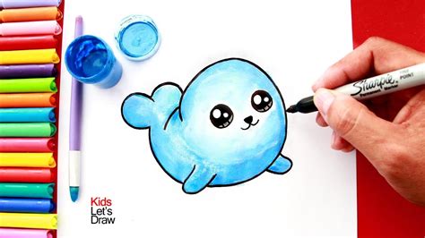 Cómo dibujar y pintar una FOCA Kawaii | How to Draw a Cute ...