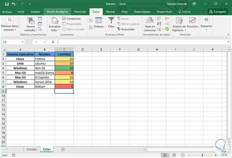Cómo dividir nombres y ordenar celdas por color Excel 2016 ...
