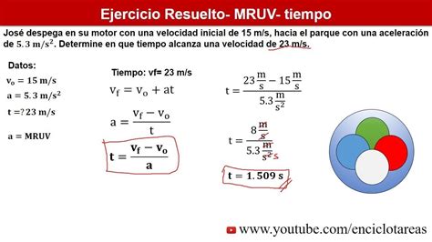 Cómo hallar el tiempo en MRUV   YouTube | Ejercicios ...