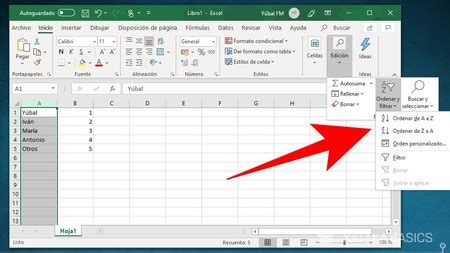 Cómo ordenar alfabéticamente celdas en Excel