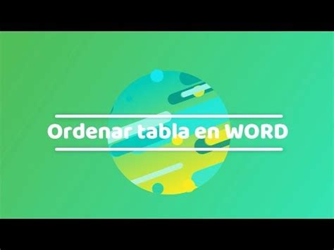 Como ordenar alfabéticamente una tabla en Word 2016   YouTube