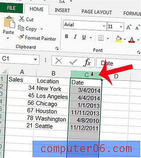 Cómo ordenar una columna de fecha en Excel 2013