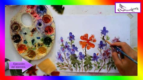 Como pintar Flores tutorial Pintura y Dibujo Facil para Niños   Técnica ...