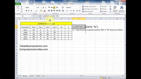 ¿Como usar la formula ContarSi en Excel 2010 ...