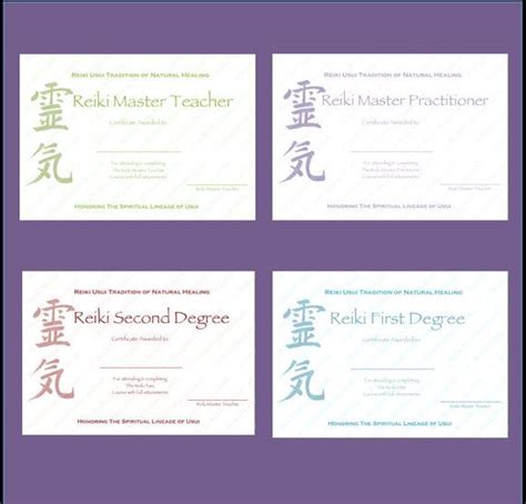 Complete Set Reiki Certificate Templates x4 by ...