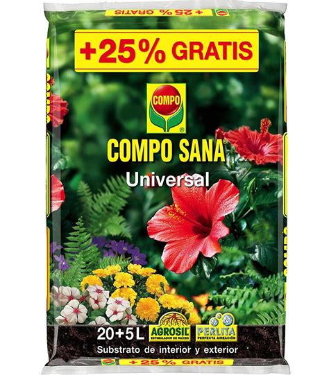 Compo Sana, Sustrato Universal para Plantas de Interior y Exterior, 20+5 L