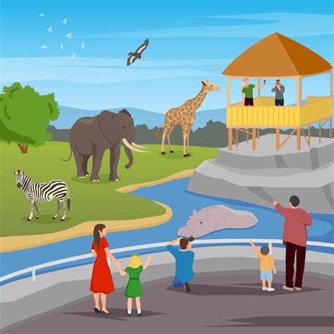 Composición de dibujos animados plano zoológico | Vector Gratis