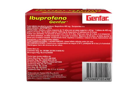 Comprar Ibuprofeno 400 mg Genfar x 100 Tabletas En Farmalisto