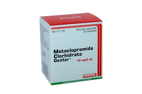 Comprar Metoclopramida Clorhidrato Genfar 20 Ampollas Rx Farmalisto