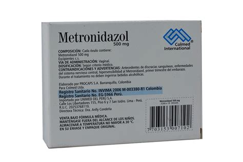 Comprar Metrodinazol 500 mg Con 10 Óvulos En Farmalisto ...