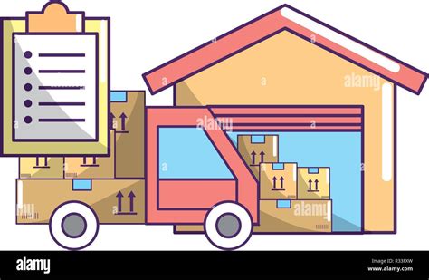Compras online ecommerce y caja de papel de entrega con camiones de ...