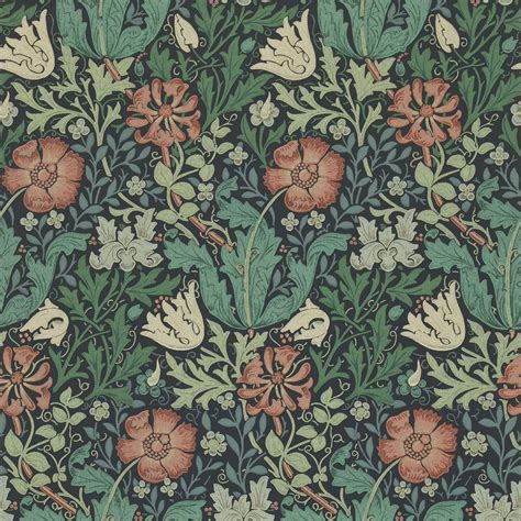 Compton Wallpaper   Indigo/Russet  210421    William ...