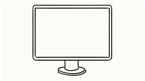 computer monitor screen animation line drawing ...