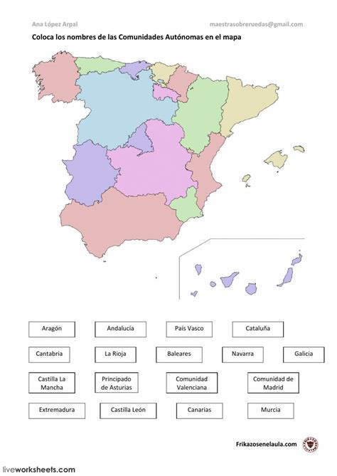 Comunidades Autónomas de España ficha interactiva y ...