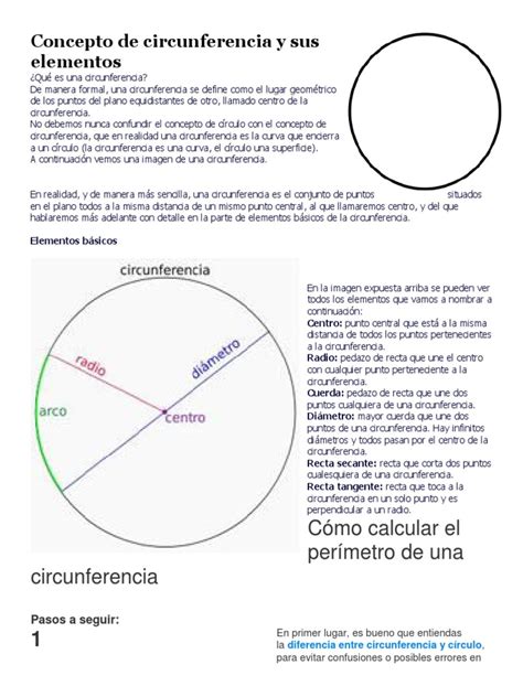 Concepto de Circunferencia y Sus Elementos | Circulo | Pi