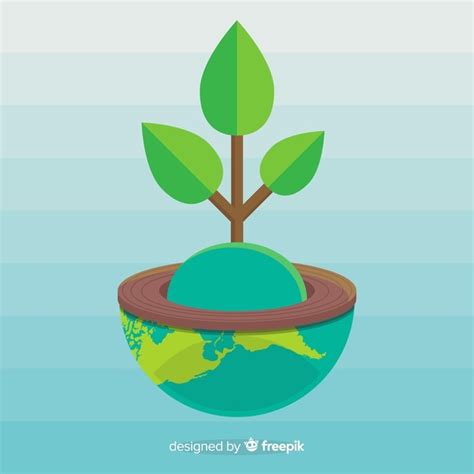 Concepto de ecología con planta creciendo desde el planeta ...