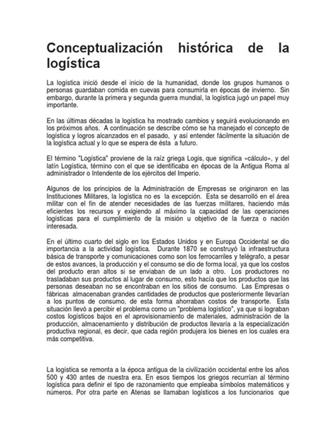 Conceptualización Histórica de La Logística | Logística | Distribución ...