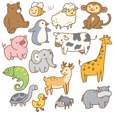 Conjunto de animales de dibujos animados | Vector Premium