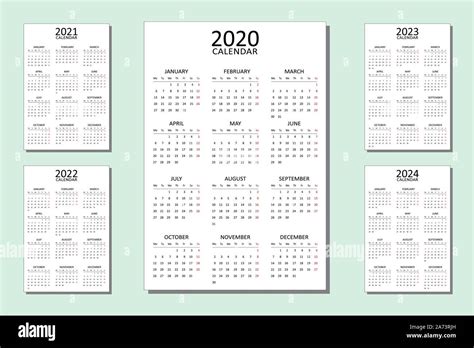 Conjunto de calendario para 5 año. Diseño vectorial ...