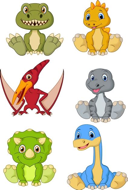 Conjunto de colección de dibujos animados lindo bebé dinosaurios ...