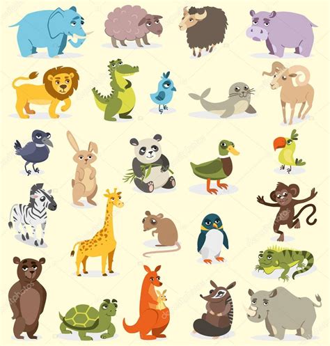 conjunto de diferentes animales. aves, mamíferos, reptiles. dibujo ...