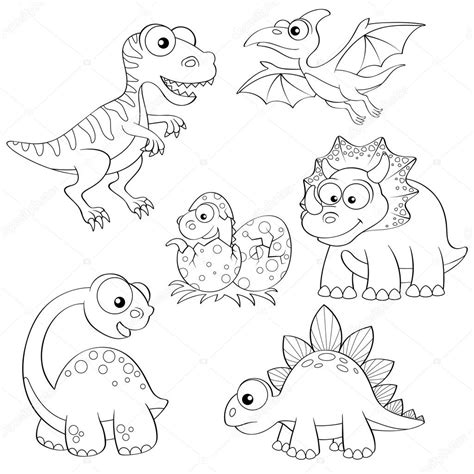 conjunto de dinosaurios de dibujos animados — Archivo Imágenes ...