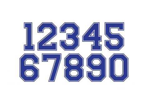 Conjunto de números con elementos de diseño de tipografía azul y blanco ...