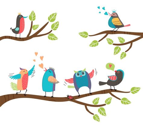 Conjunto de pájaros de dibujos animados coloridos lindos ...