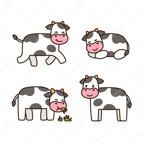 Conjunto de vaca de dibujos animados — Archivo Imágenes ...