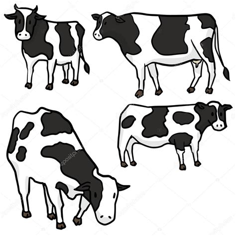 conjunto de vector de vaca — Vector de stock ...