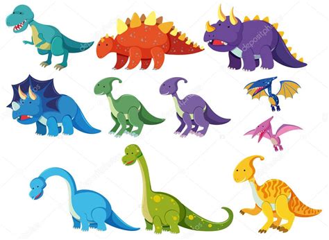 Conjunto Ilustración Dinosaurios Dibujos Animados — Vector de stock ...